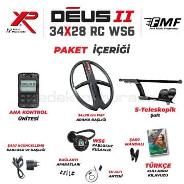 Deus 2 Dedektör - 34x28cm FMF Başlık, WS6 Kulaklık, Ana Kontrol Ünitesi