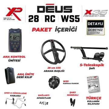 Deus Dedektör - 28cm X35 Başlık, WS5 Kulaklık, Ana Kontrol Ünitesi