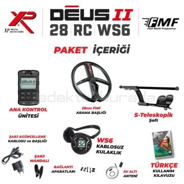 Deus 2 Dedektör - 28cm FMF Başlık, WS6 Kulaklık, Ana Kontrol Ünitesi