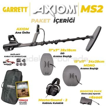 Axiom Remote Altın Dedektörü 34x28 cm Mono, 28x18 cm DD Başlıklı MS-2 Kablolu Kulaklık