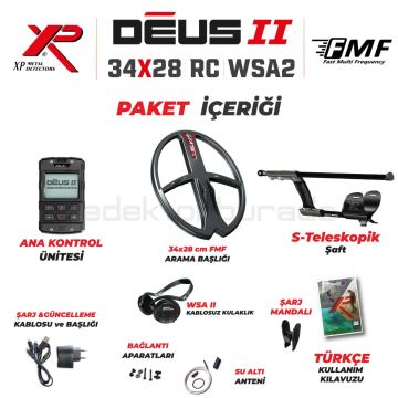 Deus 2 Dedektör - 34x28cm FMF Başlık, Ana Kontrol Ünitesi, WSA2 Kulaklık