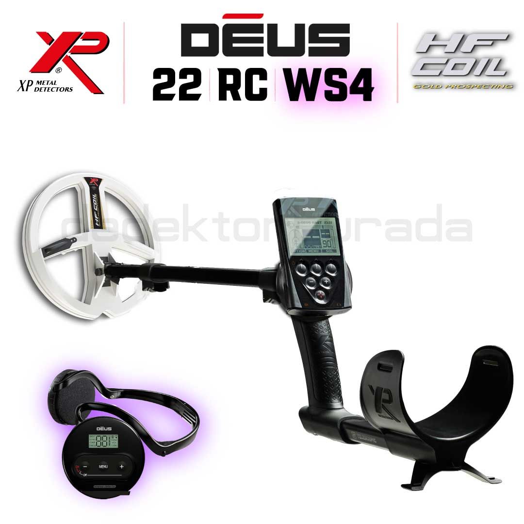 DEUS Dedektör - 22,5cm HF Başlık, Ana Kontrol Ünitesi (RC), WS4 Kulaklık - FULL PAKET