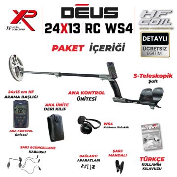 DEUS Dedektör - 24x13cm HF Başlık, Ana Kontrol Ünitesi (RC), WS4 Kulaklık - FULL PAKET