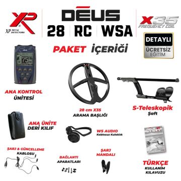 DEUS Dedektör - 28cm X35 Başlık, Ana Kontrol Ünitesi (RC), WSAUDIO Kulaklık - FULL PAKET