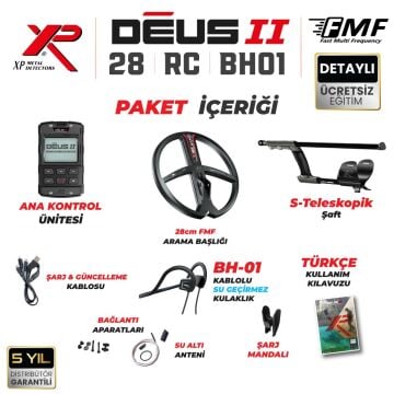 DEUS 2-28CM FMF BAŞLIK, ANA KONTROL ÜNİTESİ,BH-01 Kemik İletimli Kulaklık