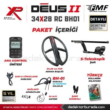 DEUS 2 - 34x28cm FMF Başlık, Ana Kontrol Ünitesi (RC), BH-01 Kablolu Su Geçirmez Kulaklık
