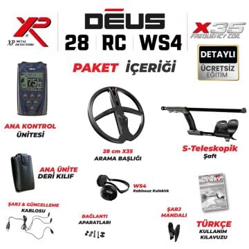 Deus Dedektör - 28cm X35 Başlık, WS4 Kulaklık, Ana Kontrol Ünitesi