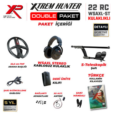 Xtrem Hunter Dedektör - DOUBLE PAKET WSAXL - ST Kulaklıklı DEUS 2 Dedektör 22 cm Başlıklı Paket