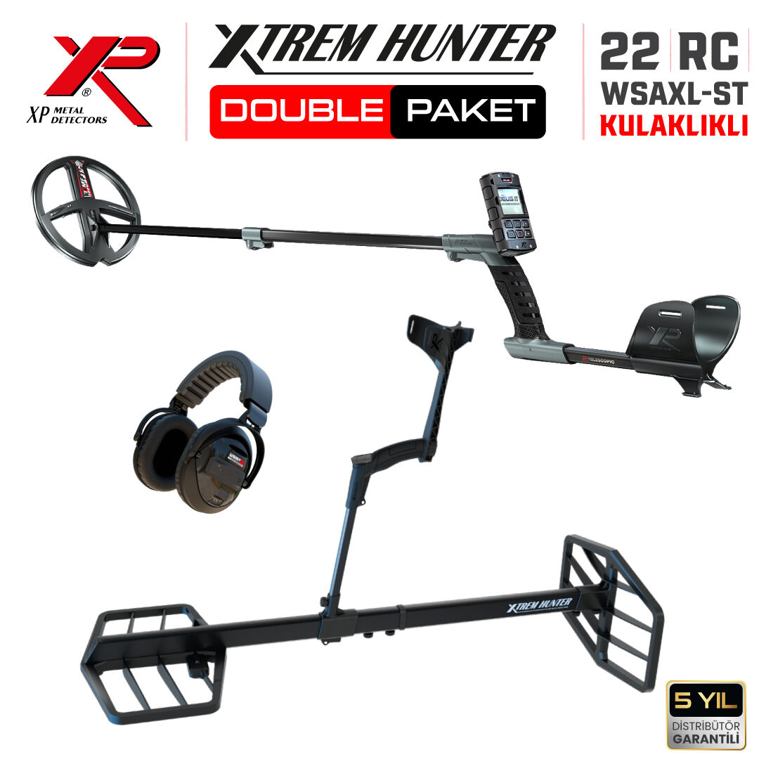 Xtrem Hunter Dedektör - DOUBLE PAKET WSAXL - ST Kulaklıklı DEUS 2 Dedektör 22 cm Başlıklı Paket