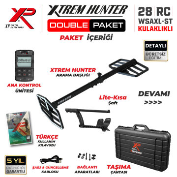 Xtrem Hunter Dedektör - DOUBLE PAKET WSAXL - ST Kulaklıklı DEUS 2 Dedektör 28 cm Başlıklı Paket