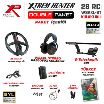 Xtrem Hunter Dedektör - DOUBLE PAKET WSAXL - ST Kulaklıklı DEUS 2 Dedektör 28 cm Başlıklı Paket
