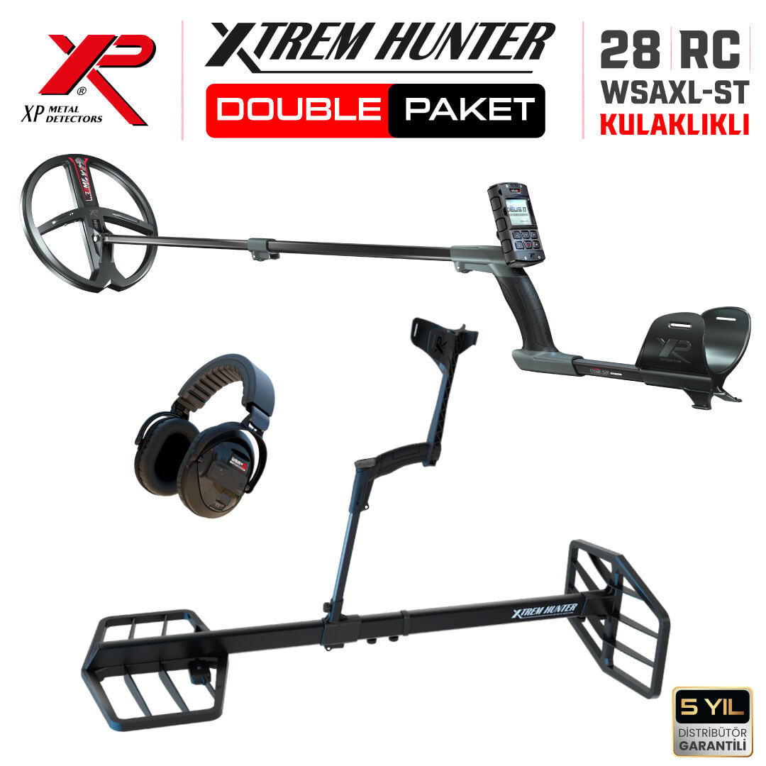 Xtrem Hunter Dedektör - DOUBLE PAKET WSAXL - ST Kulaklıklı DEUS 2 Dedektör 28 cm Başlıklı Paket