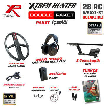 Xtrem Hunter Dedektör - DOUBLE PAKET WSAXL - ST Kulaklıklı DEUS 2 Dedektör 34X28 cm Başlıklı Paket