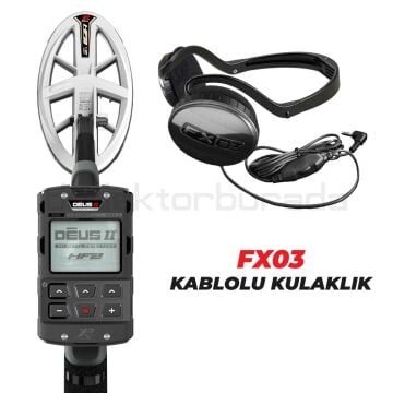 DEUS 2 - 24x13cm HF2 Başlıklı , Ana Kontrol Üniteli Dedektör FX03 Kablolu Kulaklıklı Paket