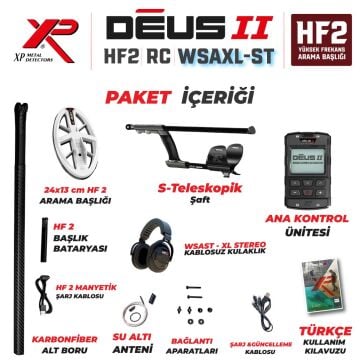 DEUS 2  GOLD Dedektör - 24x13cm HF2 Başlıklı WSAXL STEREO Kablosuz Kulaklıklı Paket