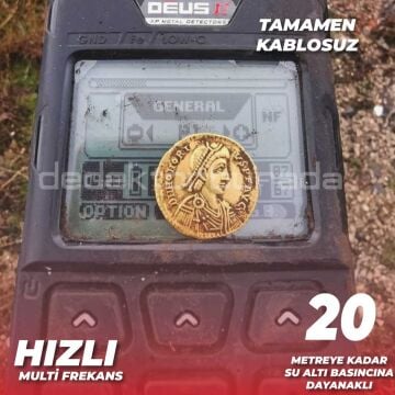 DEUS 2  GOLD Dedektör - 24x13cm HF2 Başlıklı WSAII-XL Kablosuz Kulaklıklı Paket