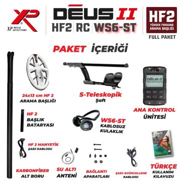 DEUS 2  GOLD Dedektör - 24x13cm HF2 Başlıklı WS6 STEREO Kablosuz Kulaklıklıklı Full Paket