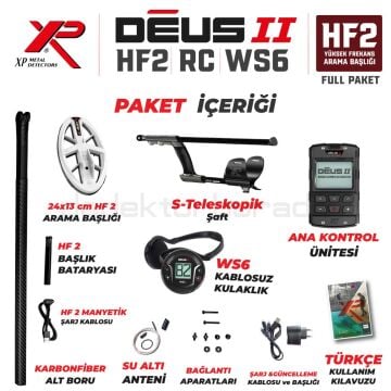 DEUS 2  GOLD Dedektör - 24x13cm HF2 Başlıklı WS6 Kablosuz Kulaklıklıklı Full Paket