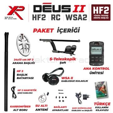 DEUS 2  GOLD Dedektör - 24x13cm HF2 Başlıklı WSA2ST Kablosuz Kulaklıklı Paket