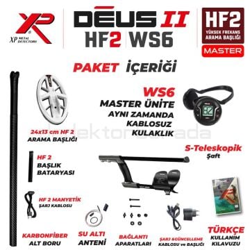 Deus 2 Dedektör - 24x13cm HF2 Başlık, WS6 Master