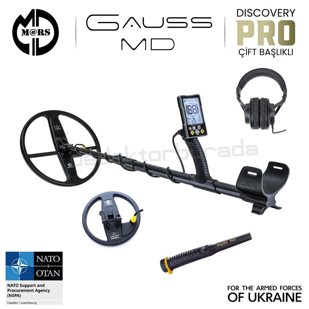 GAUSS MD Dedektör – Discovery 33cm + 18cm Başlık – Pinpointer + Kulaklık