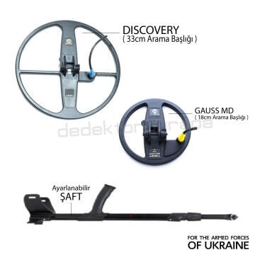 GAUSS MD Dedektör – Discovery 33cm + 18cm Başlık – Pinpointer + Kulaklık