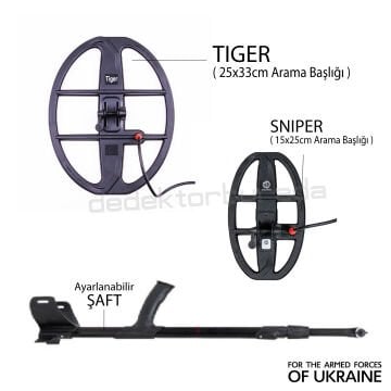 GAUSS MD Dedektör – TIGER 33x25,5cm + SNIPER 25x15cm Başlık – Pinpointer + Kulaklık