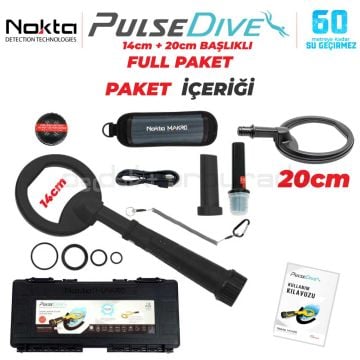 PulseDive Su Altı Dedektörü&Sahil Arama Dedektörü - Büyük Arama Başlıklı 20cm - Siyah