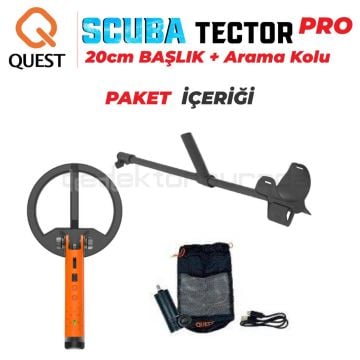 Scuba Tector PRO Su Altı Dedektörü & Sahil Arama Dedektörü - 20 cm Başlıklı - Arama Kollu