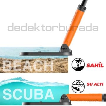 Scuba Tector PRO Su Altı Dedektörü & Sahil Arama Dedektörü - 20 cm Başlıklı - Arama Kollu